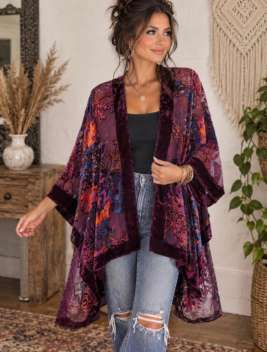 Burnout Velvet Kimono