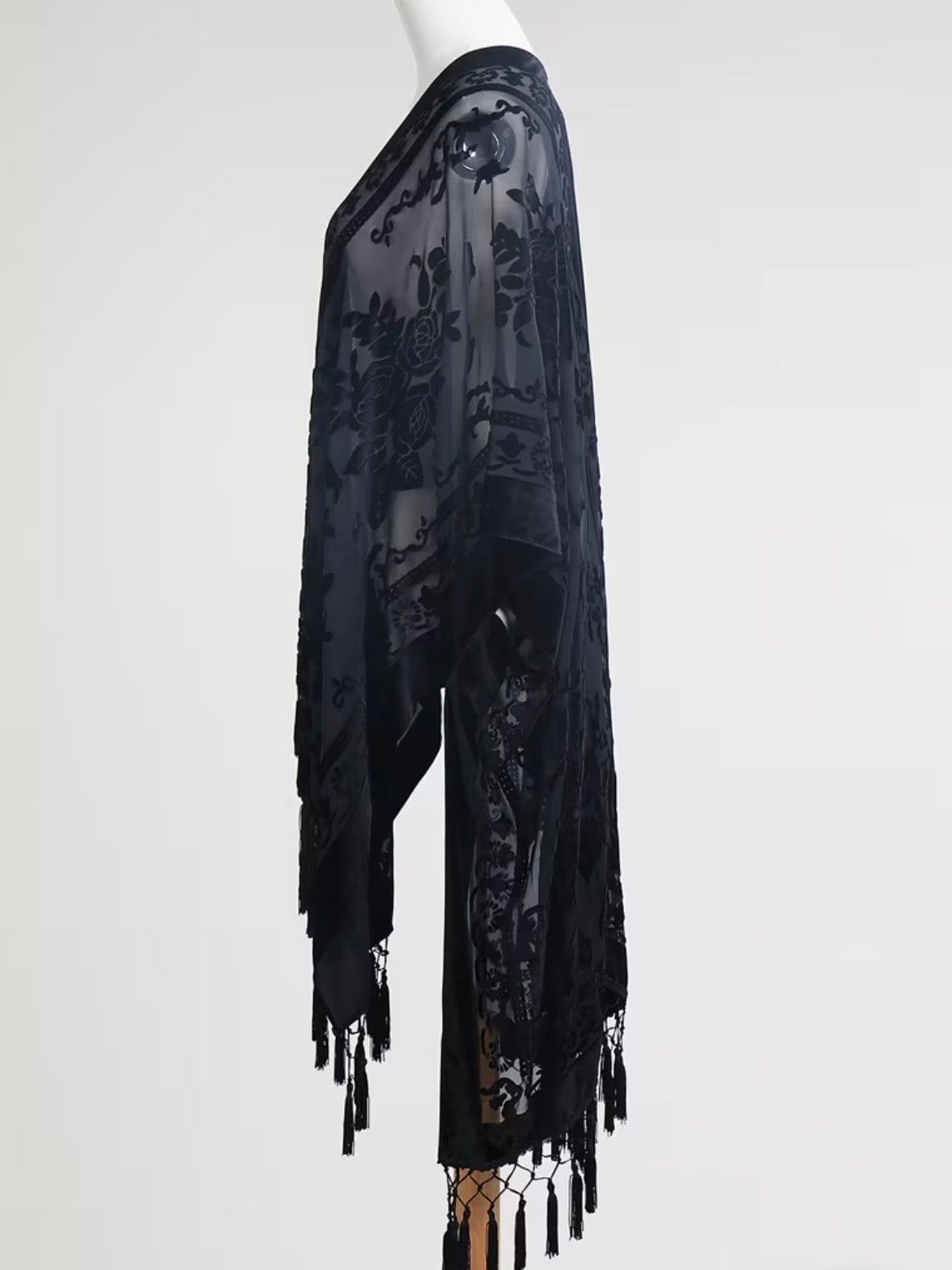 Burnout Velvet Kimono Dark Gray
