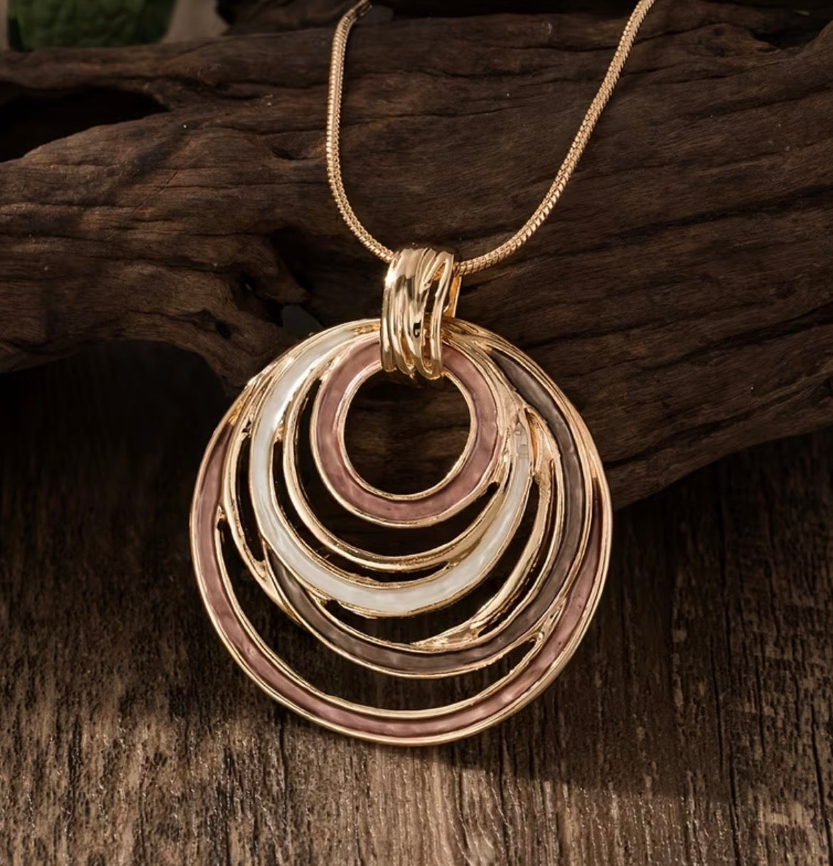 Circular Boho Neutral Colors Necklace