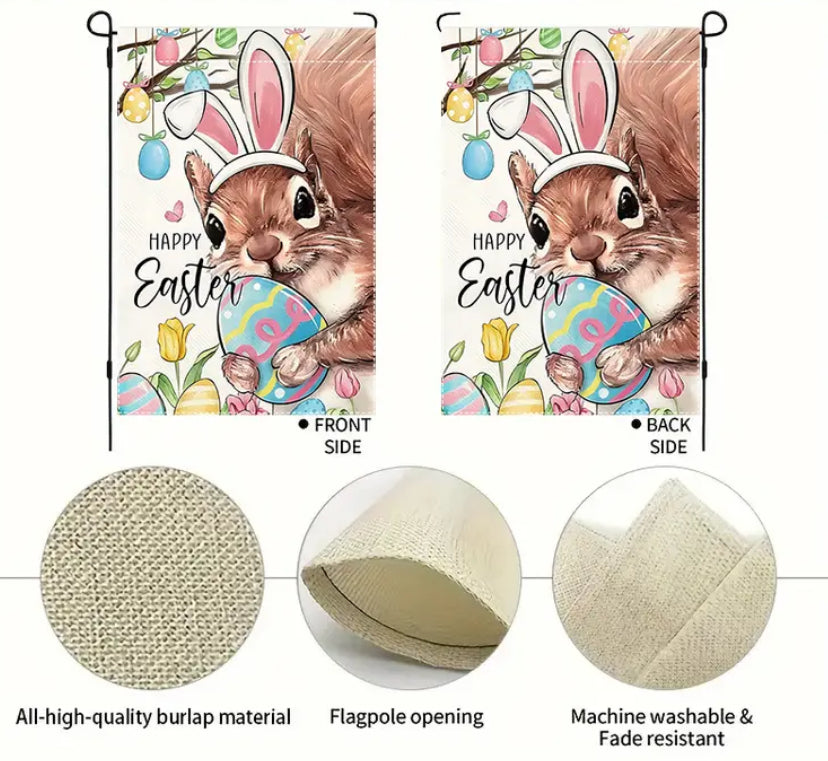 Squirrel Easter Garden Flag