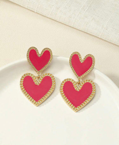 Pretty Heart Earrings Hot Pink