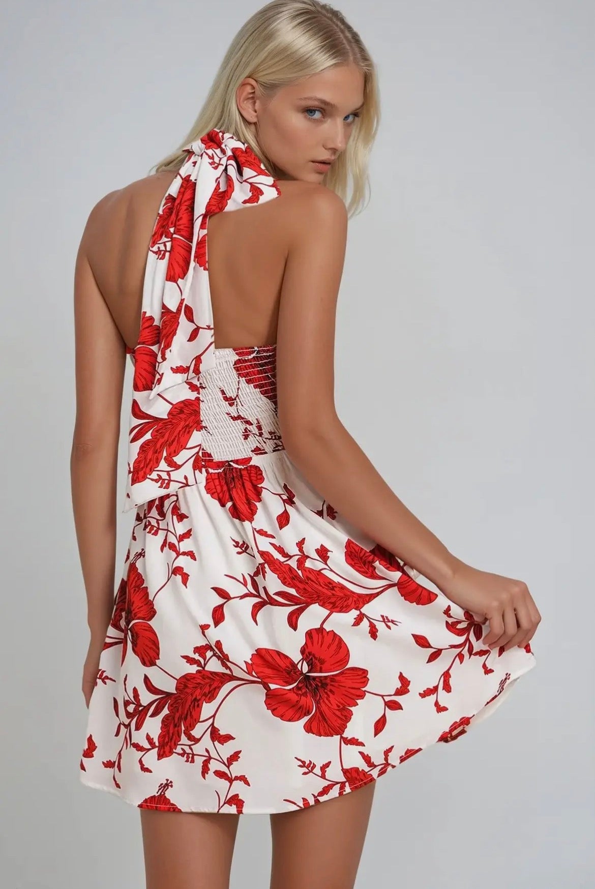 Floral Halter Mini Dress