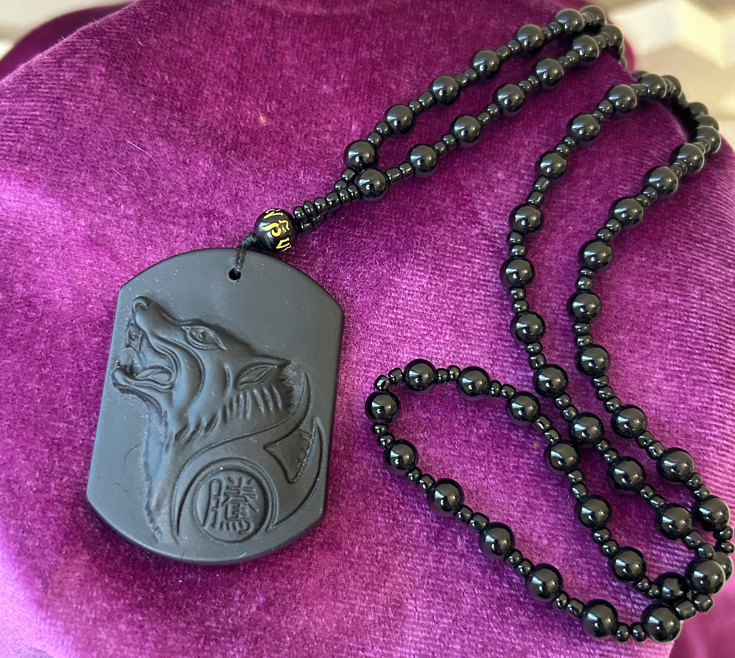Obsidian Wolf Necklace
