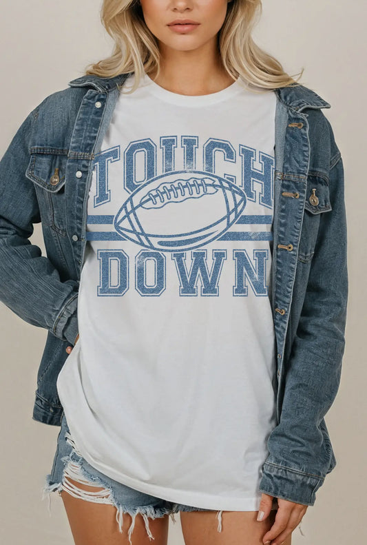 Touch Down Football Tee: white