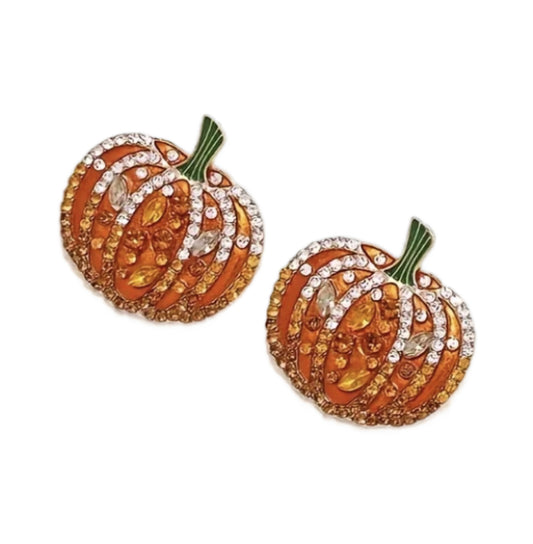 Rhinestone Pumpkin Earrings