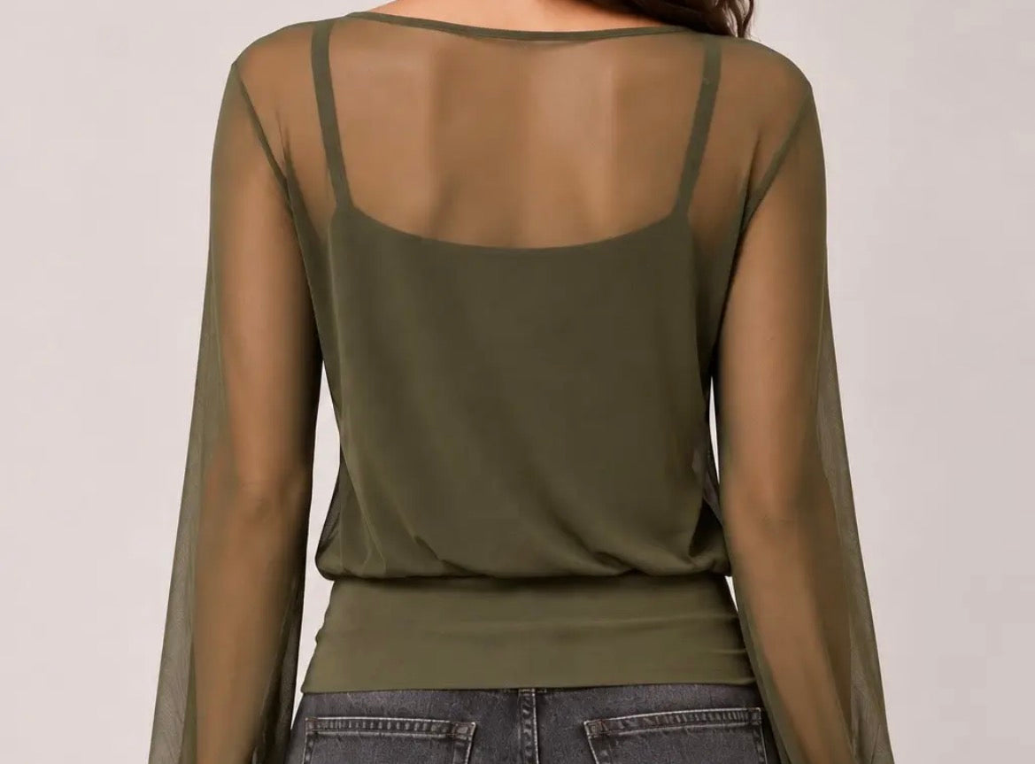 Bell Sleeve Top Wiith Cami Tank Y2K Style