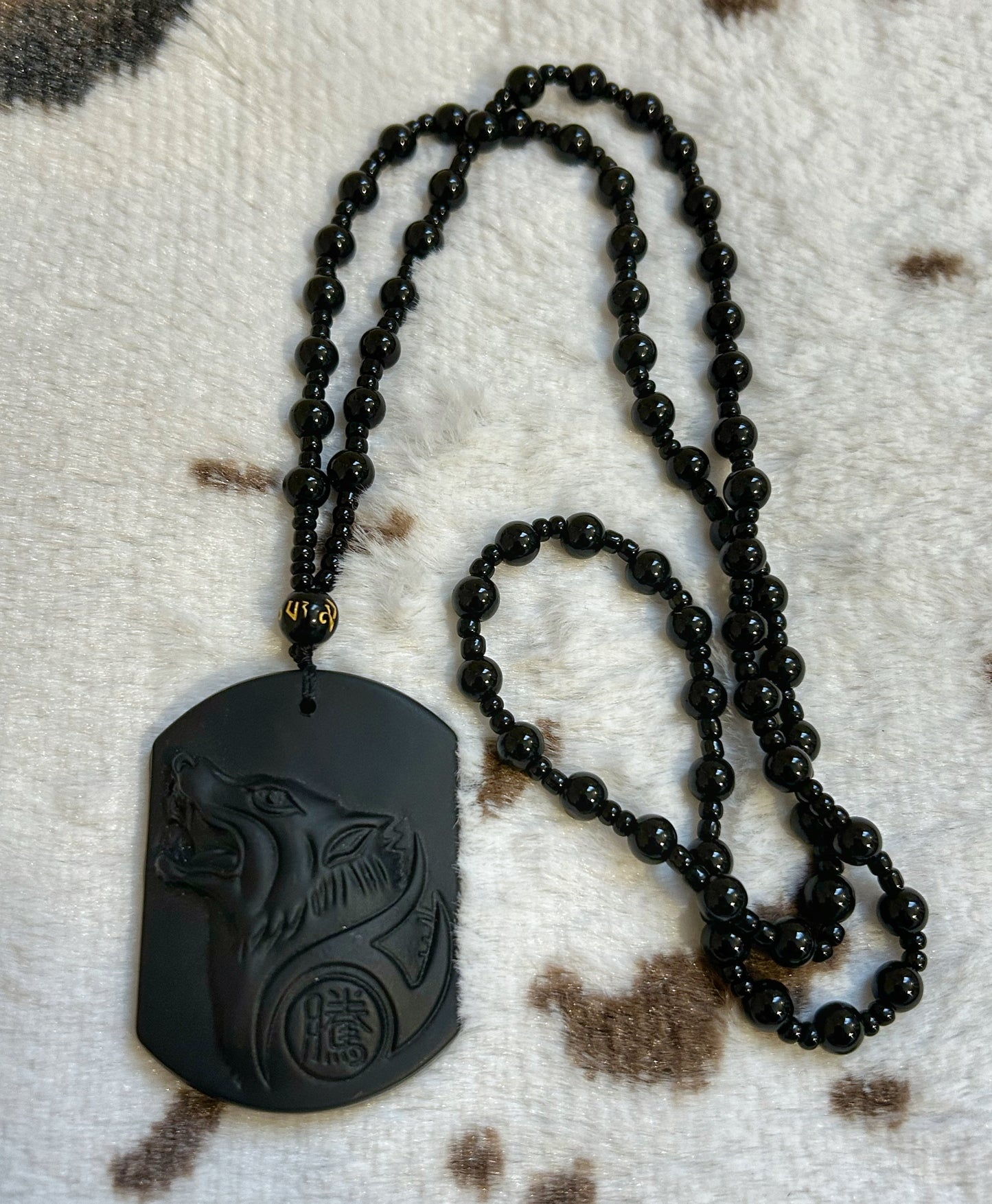 Obsidian Wolf Necklace