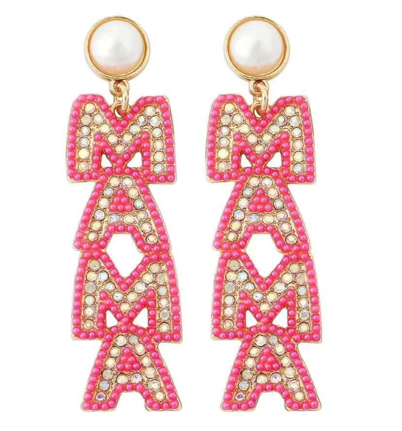 Bling Mama earrings: Pink