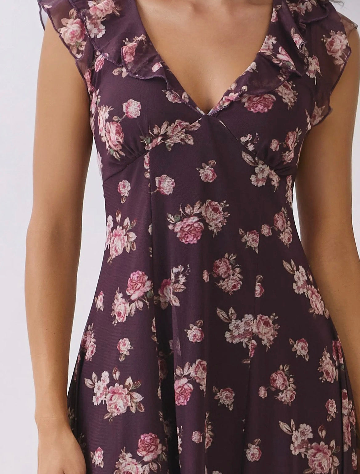 Floral ruffle mini dress