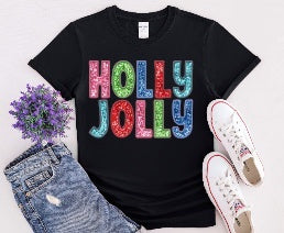Holly Jolly Faux Sequin Tee