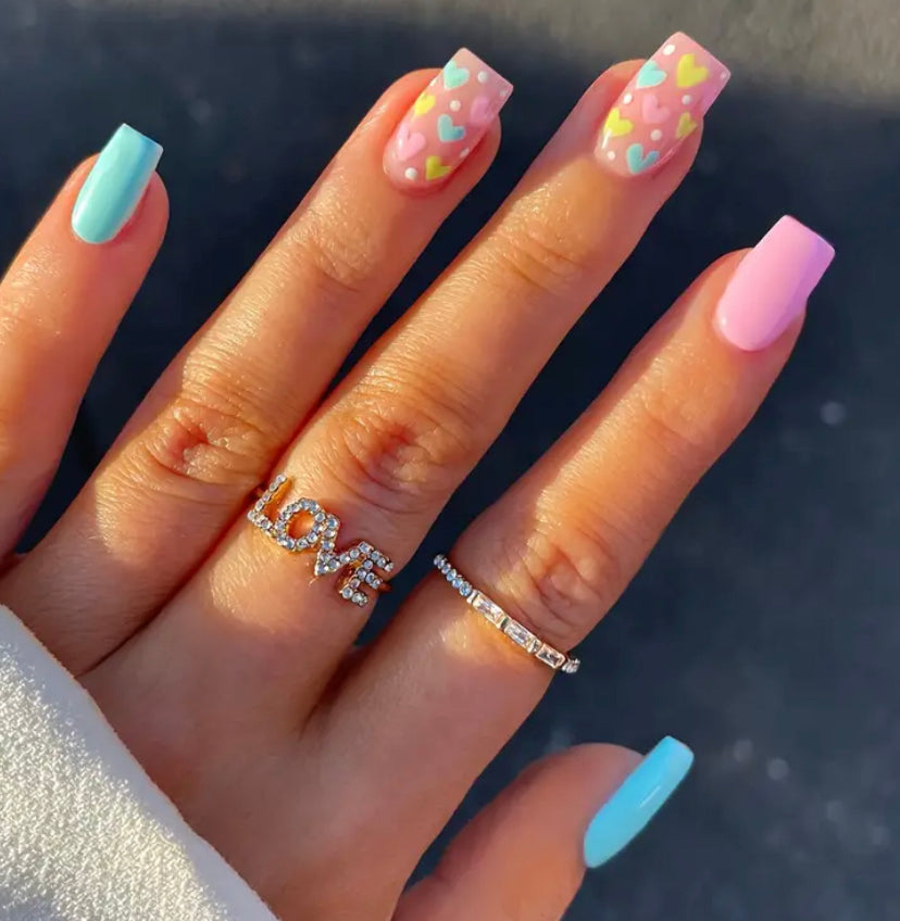 Pastel Heart Nails