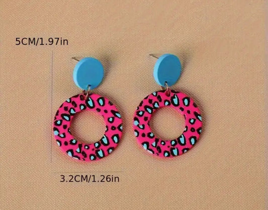 Pink Leopard Earrings