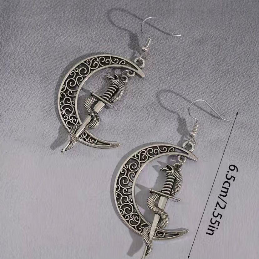 Moon Snake Dagger Earrings