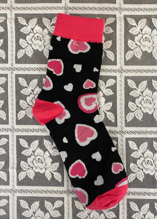 Pink and black heart socks