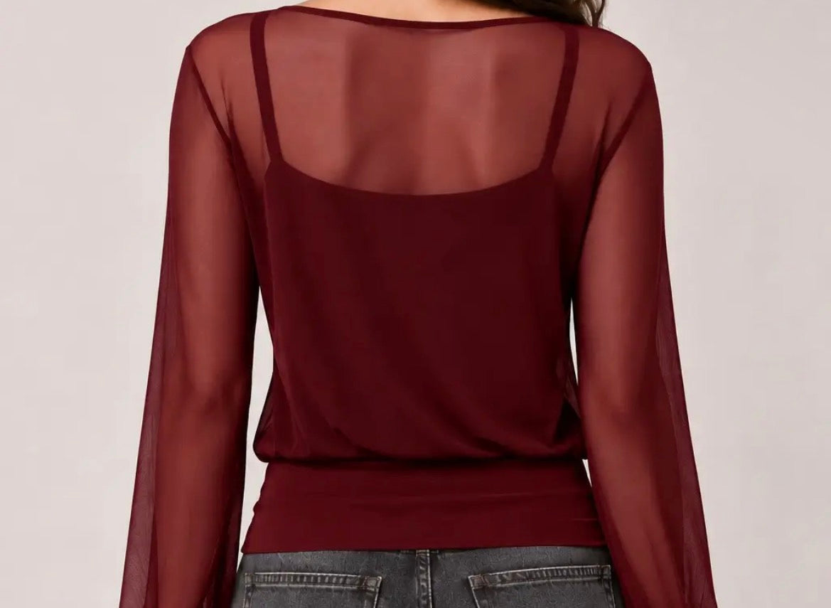 Bell Sleeve Top Wiith Cami Tank Y2K Style