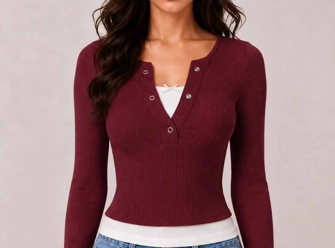 Bow detail Layered long sleeve