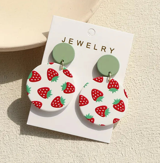Strawberry Round Earrings