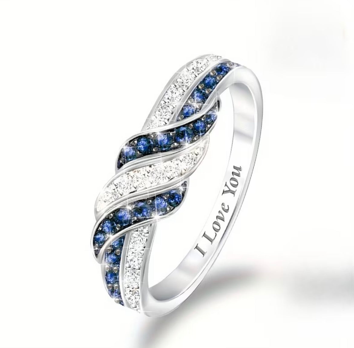 Elegant Twist Engraved I Love You Ring