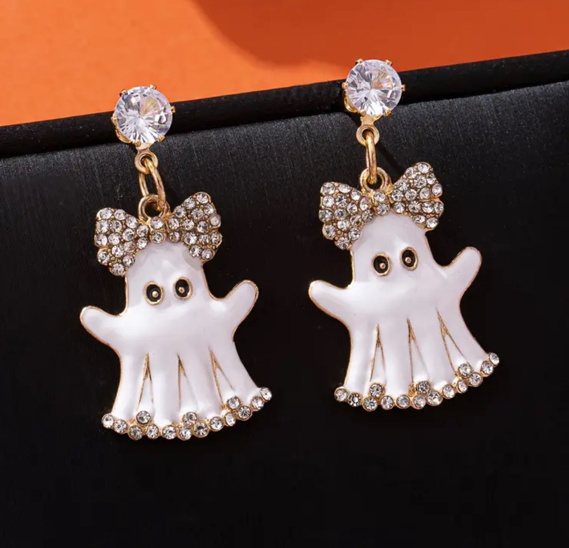 Rhinestone Ghost Earrings