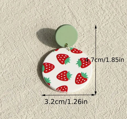 Strawberry Round Earrings