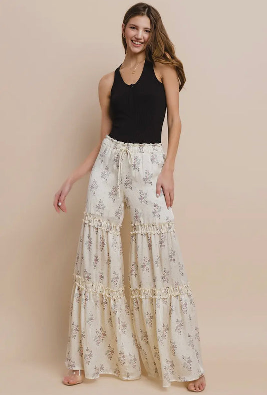 Floral Tiered Palazzo Pants