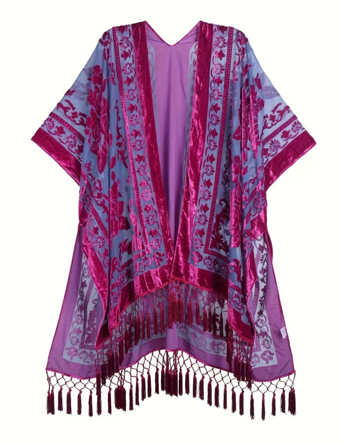 Burnout Velvet Kimono- Violet