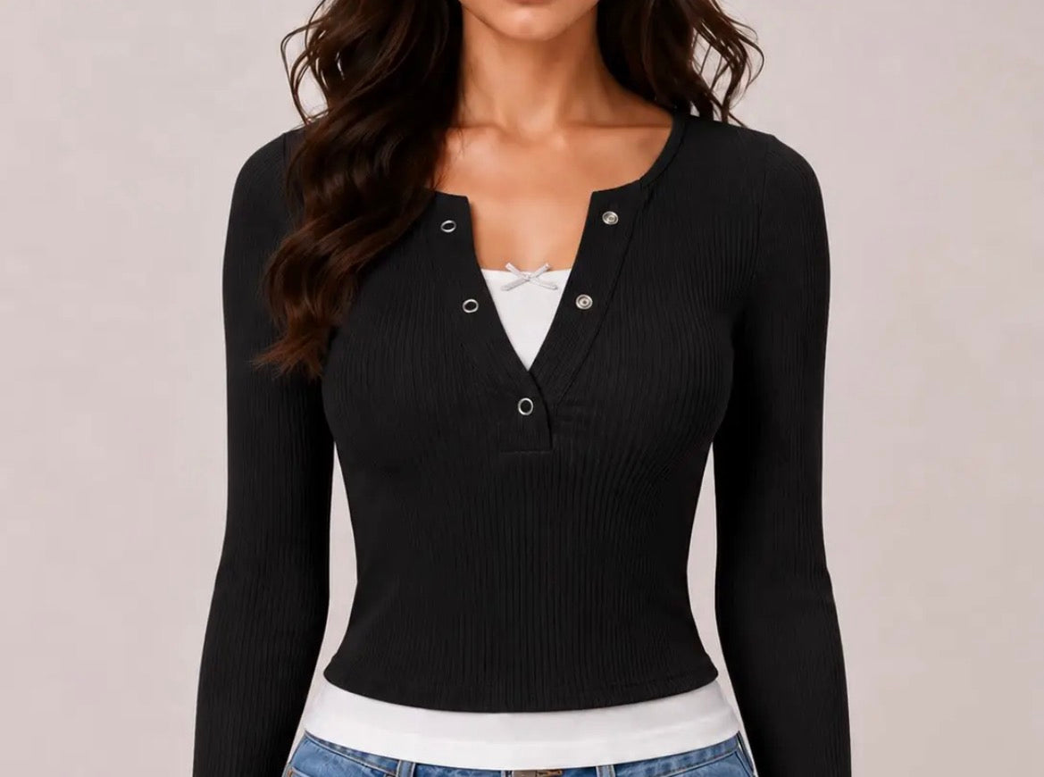Bow detail Layered long sleeve