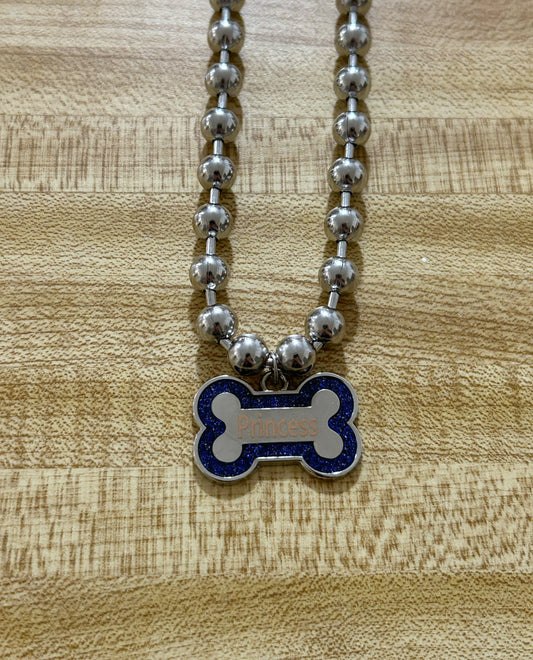 Blue Princess Dog Bone necklace