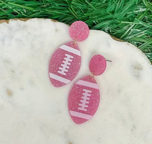 Pink Football earrings