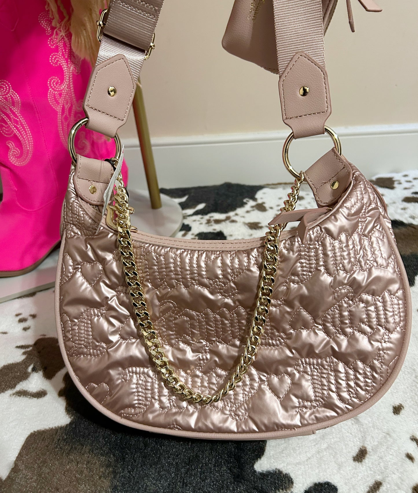 Juicy Couture Metallic pink bag with chain NWT