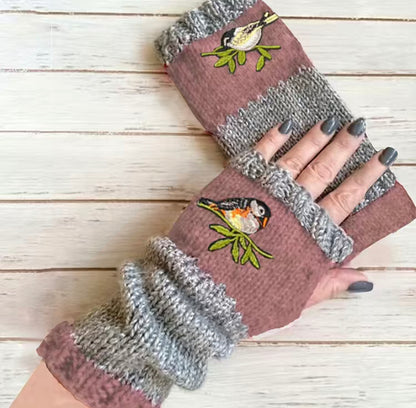 Bird Knit Gloves, Fingerless Gloves, Winter Accessories, Knitwear, Cozy Fashion, Bird Design, Soft Yarn, Warmth and Style, Fashionable Gloves, Winter Wardrobe, Whimsical Knit, Handcrafted Gloves, Bird Lover's Accessory, Snug Fit, Unique Design, Cold Weather Fashion, Comfortable Wear, Stylish Winter Gloves, Trendy Knitwear, Gift for Her