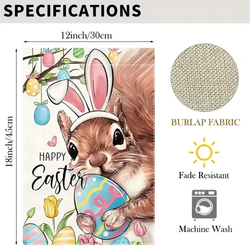 Squirrel Easter Garden Flag