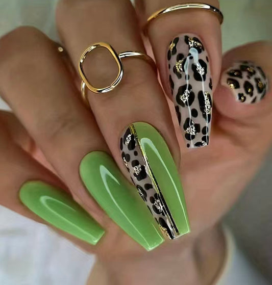 Green Leopard Nails