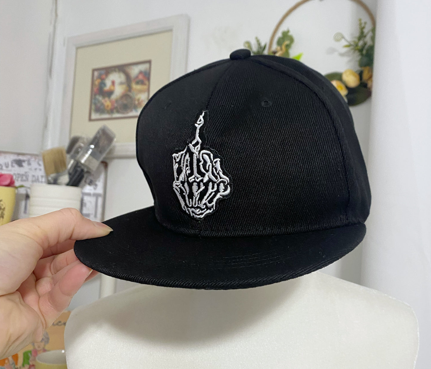 Goth Skeleton Middle Finger Hat