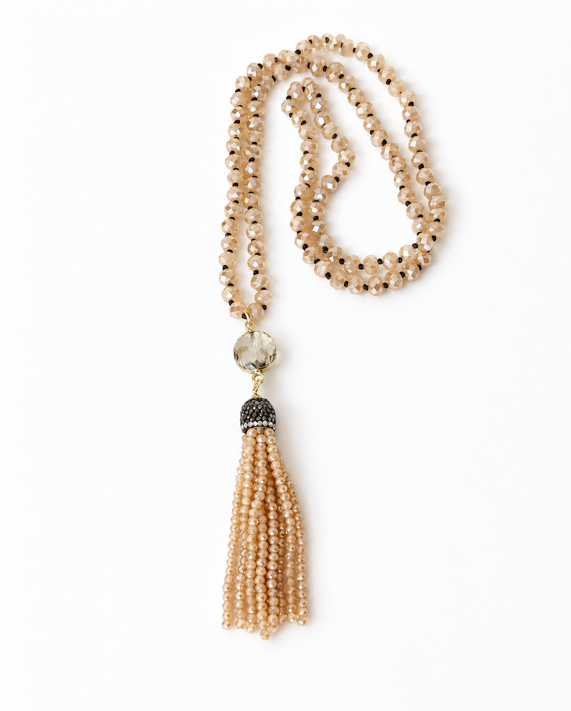 Boho Gem Tassel Necklace: Gold
