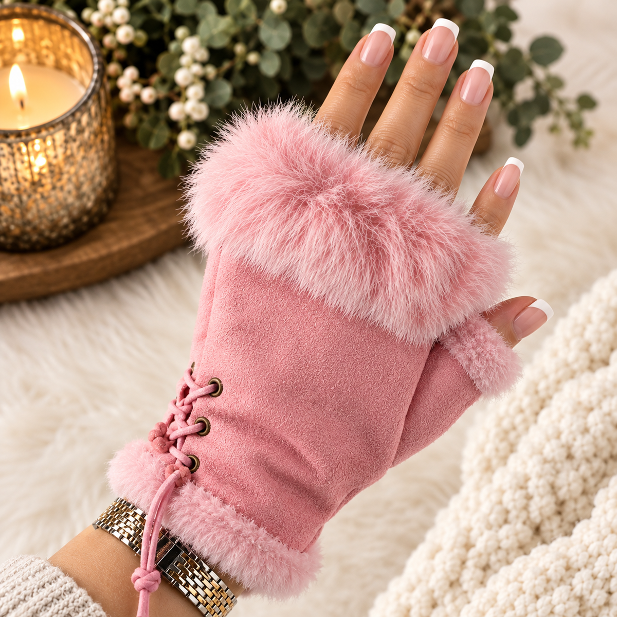 Faux fur Fingerless Gloves