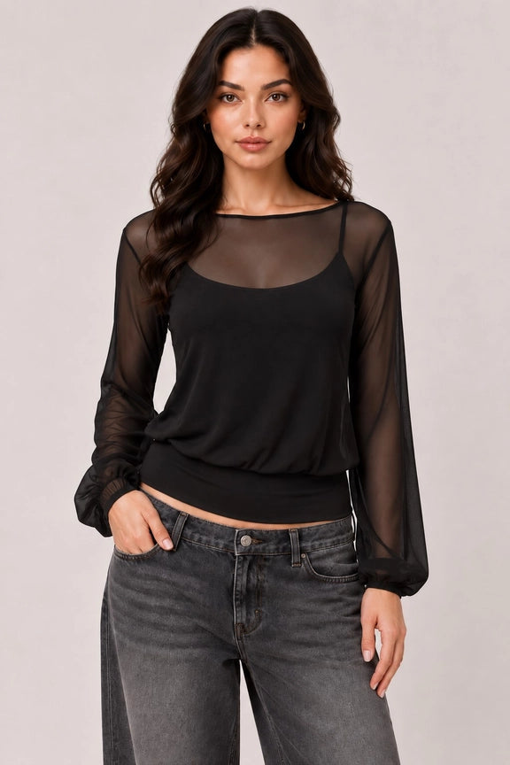 Bell Sleeve Top Wiith Cami Tank Y2K Style