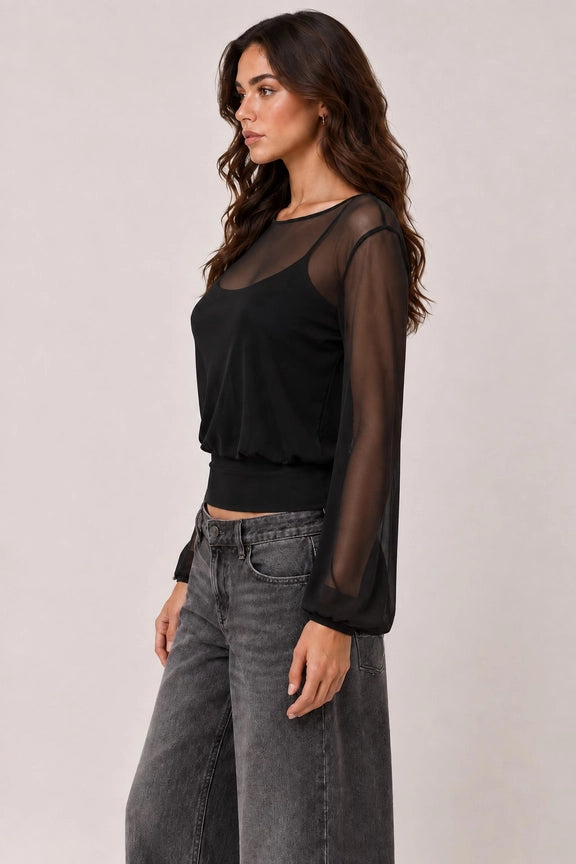 Bell Sleeve Top Wiith Cami Tank Y2K Style