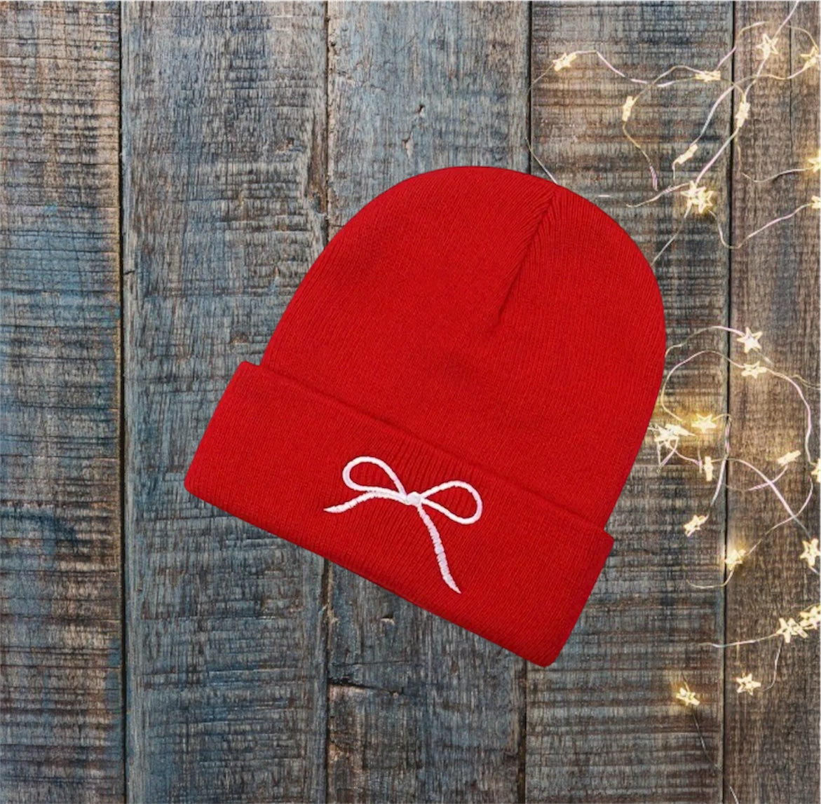 Bow beanie: Red