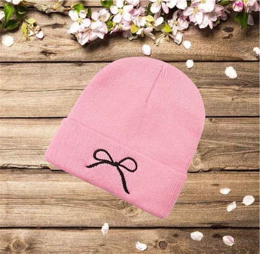Bow beanie: Pink