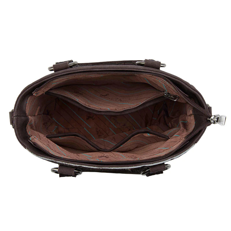 Brown Suede Montana West Cowhide Concealed Carry Tote