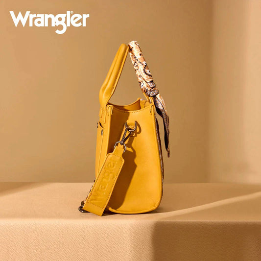 Wrangler Paisley Print Tote Crossbody Bag Yellow