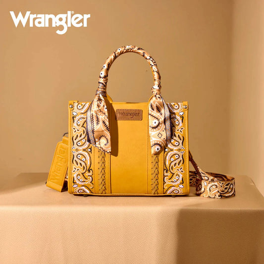 Wrangler Paisley Print Tote Crossbody Bag Yellow