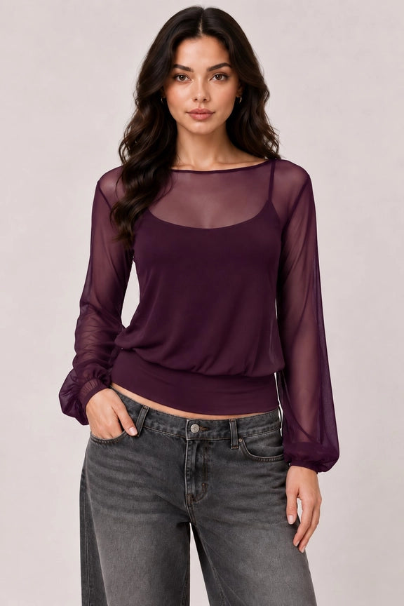 Bell Sleeve Top Wiith Cami Tank Y2K Style