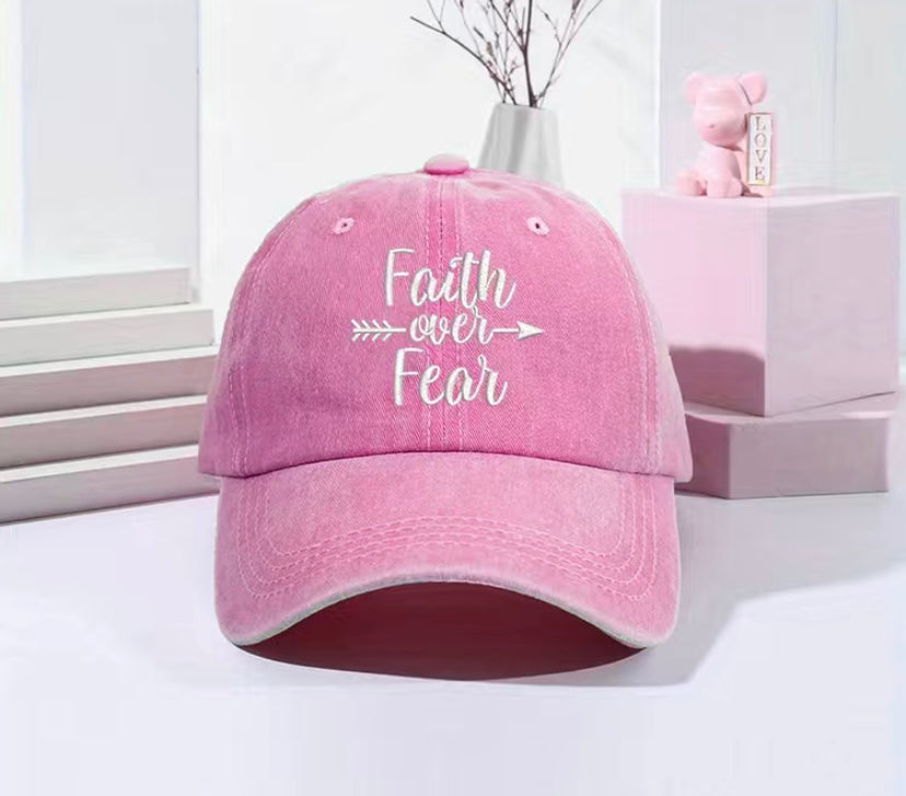 Faith over fear hat: pink