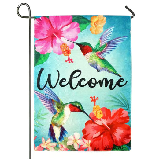 Hummingbird garden flag