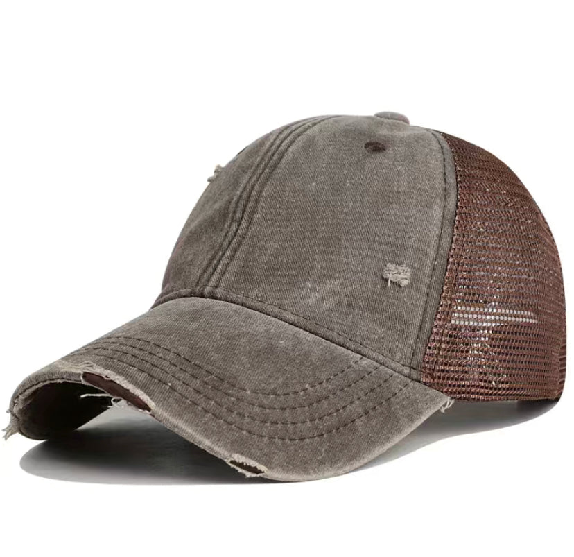 Distressed hat: coffee