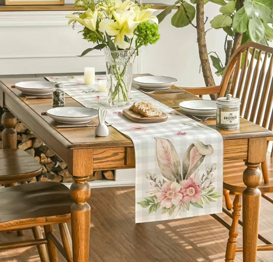 Plaid spring table runner