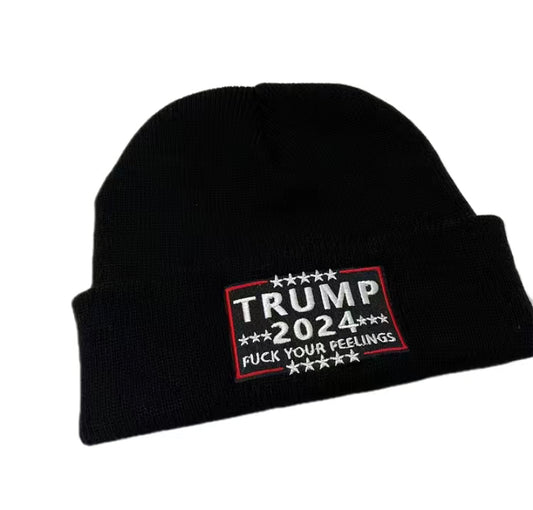 Trump 2024 beanie, F Your Feelings