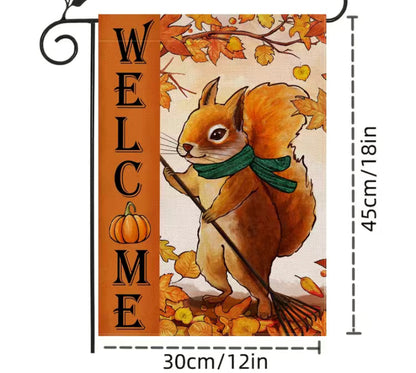 Squirrel Welcome Garden Flag